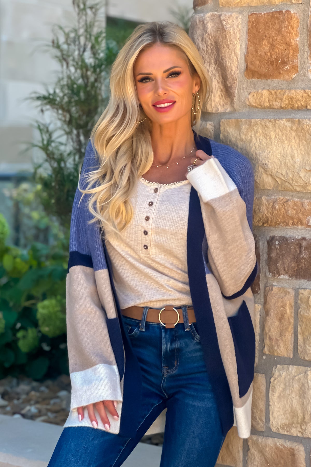 Liverpool Banff Colorblock Cardigan : Lapis