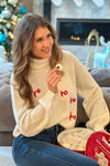 Sassy Ho Ho Ho Sweater : Ivory & Red