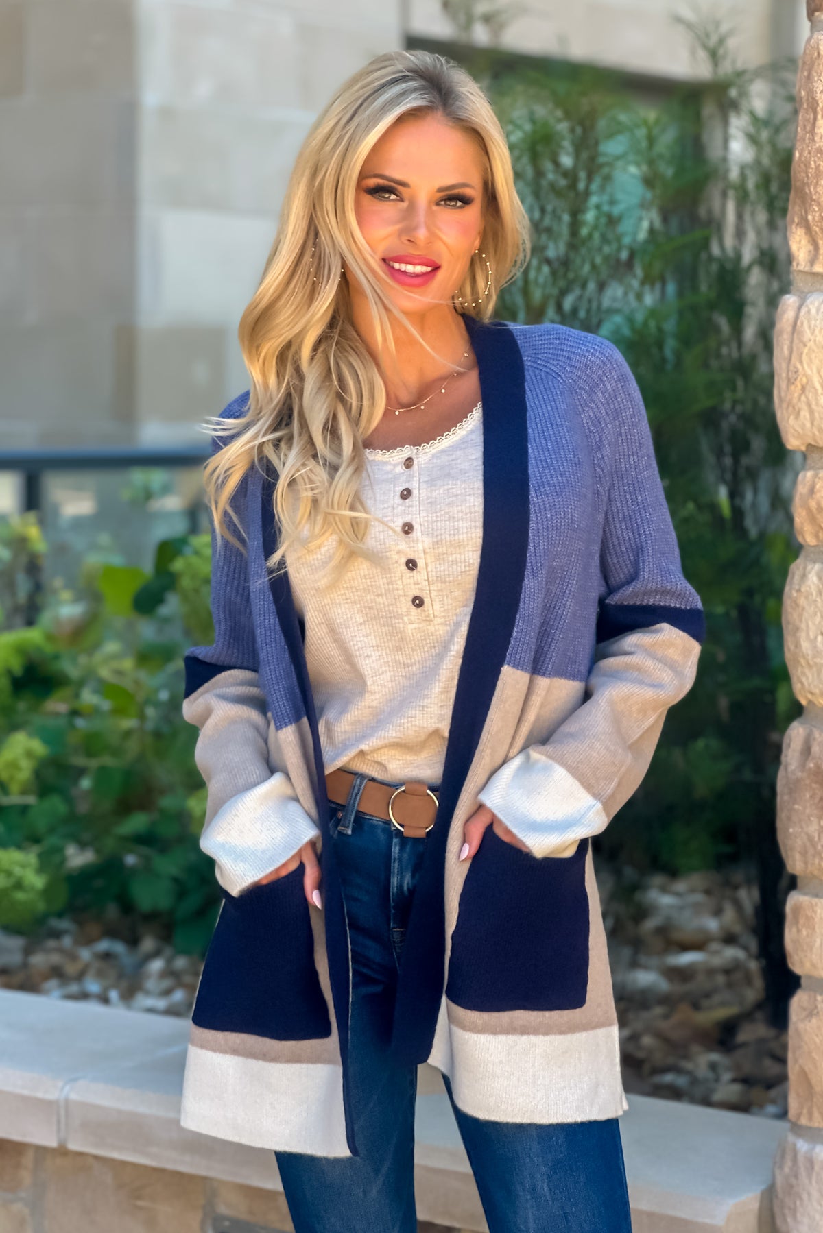 Liverpool Banff Colorblock Cardigan : Lapis