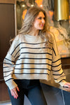 Warm Lattes Striped Sweater : Taupe/Black