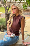 Jenni Ruffled Sleeve Top : Chocolate