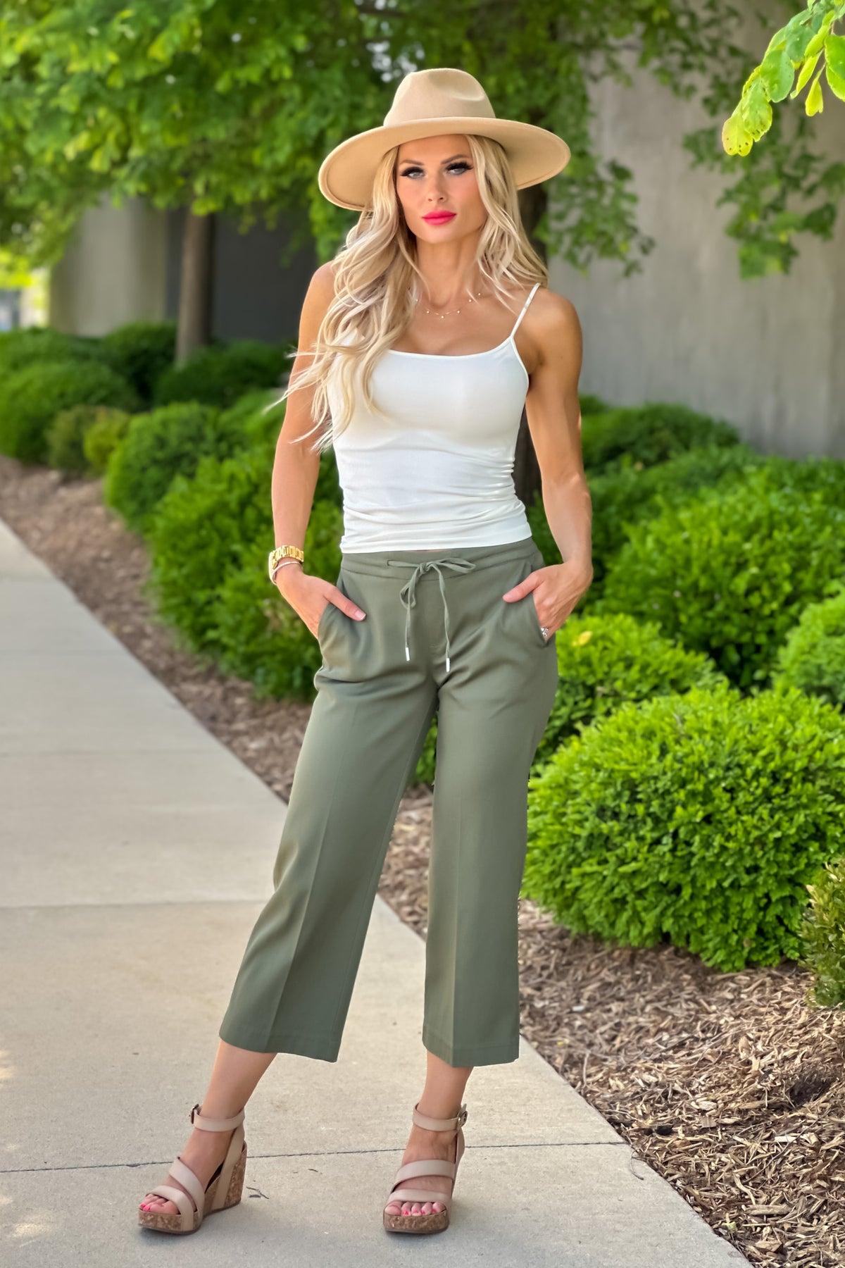 Liverpool Alicia Culotte Pants : Olive