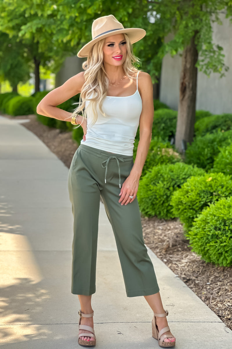 Liverpool Alicia Culotte Pants : Olive