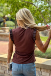 Jenni Ruffled Sleeve Top : Chocolate