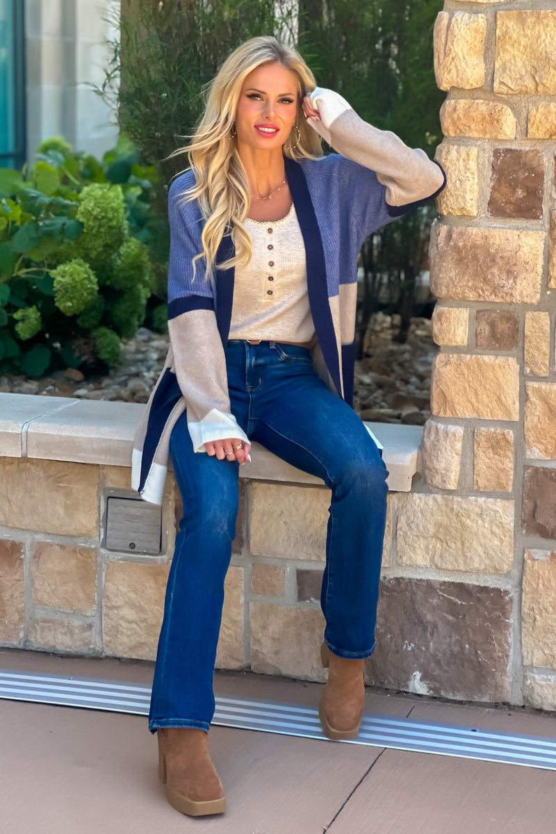 Liverpool Banff Colorblock Cardigan : Lapis