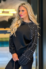 Champagne Bubbles Pearl Sweater : Black