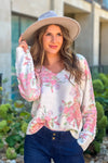 Meadows Soft Floral Print Sweater : Ivory