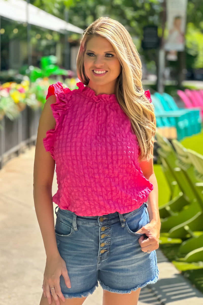 Ericka textured Top : Pink