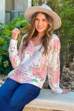 Meadows Soft Floral Print Sweater : Ivory