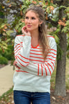 Katelyn Pullover Sweater Top : Ivory/Orange