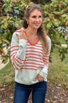 Katelyn Pullover Sweater Top : Ivory/Orange