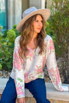 Meadows Soft Floral Print Sweater : Ivory