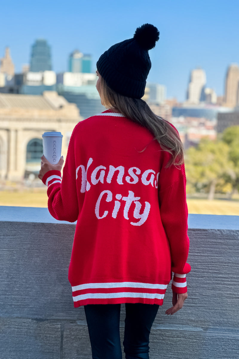 Taylor Varsity Kansas City Cardigan : Red