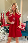 Wine Toast Pearl Dress : Scarlet