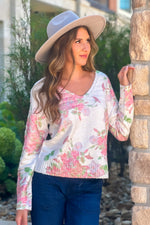 Meadows Soft Floral Print Sweater : Ivory