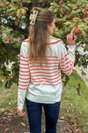 Katelyn Pullover Sweater Top : Ivory/Orange