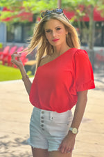 Livia Off the Shoulder Blouse : Red