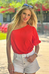 Livia Off the Shoulder Blouse : Red