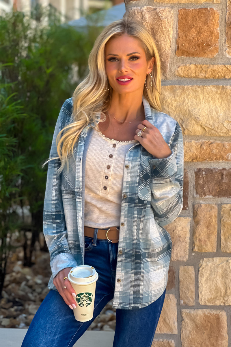 Telluride Soft Plaid Shirt : Camel/Teal