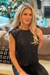 Glittery Nights Sequin Top : Black