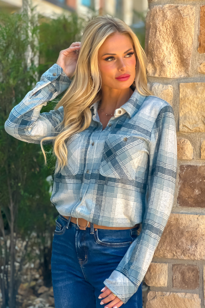 Telluride Soft Plaid Shirt : Camel/Teal