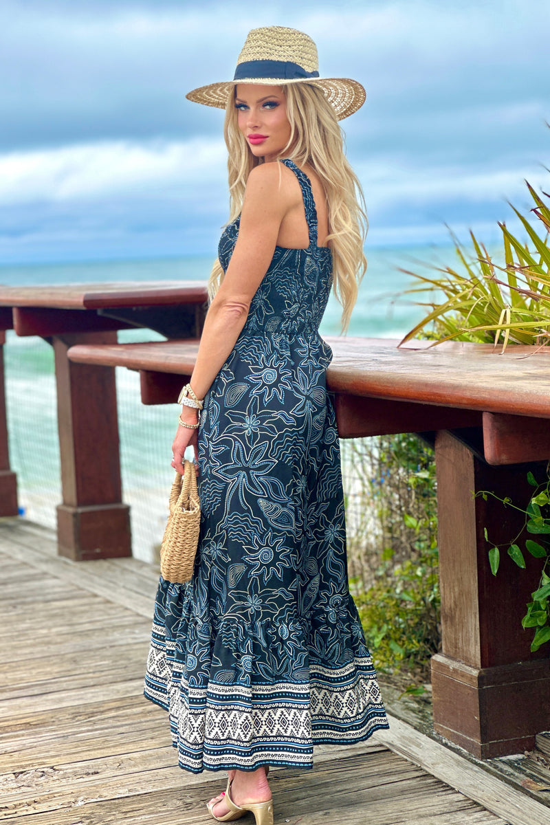 Tribal Drea Lined Sleeveless Dress : Deep Sea