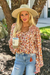 Christi Floral Print Top : Rust