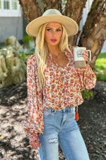 Christi Floral Print Top : Rust