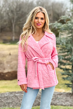 Spring In My Step Quilted Trench Jacket : Pink