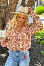 Christi Floral Print Top : Rust