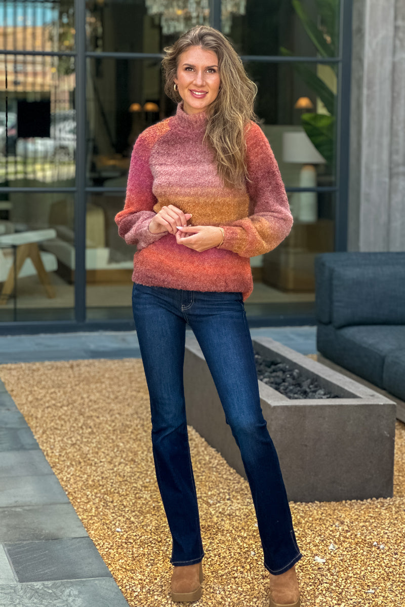 Tribal Bordeaux Mock Neck Sweater : Bordeaux