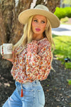 Christi Floral Print Top : Rust