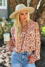 Christi Floral Print Top : Rust