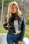 Believe In Miracles Cropped Quilted Puffer Jacket : Black