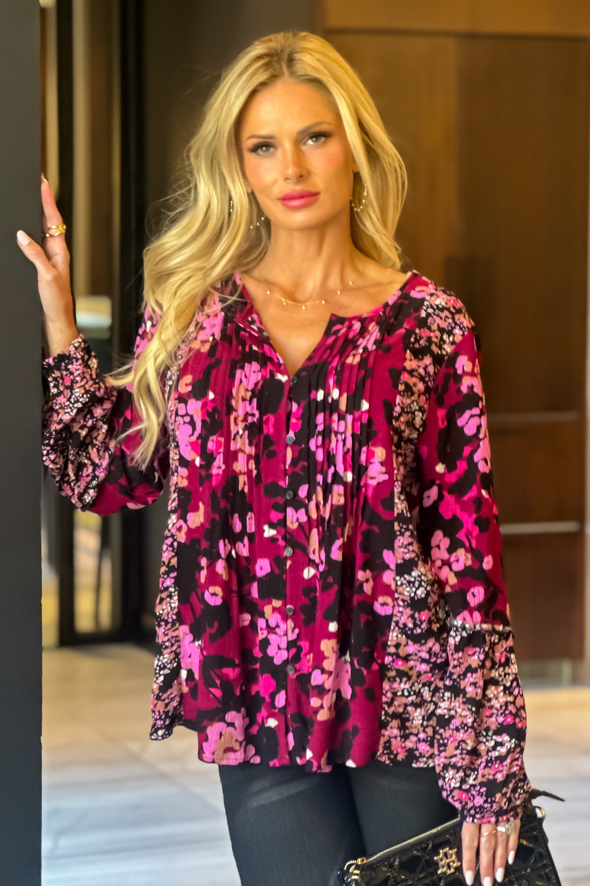 Tribal Cecelia Button Down Blouse : Port Wine