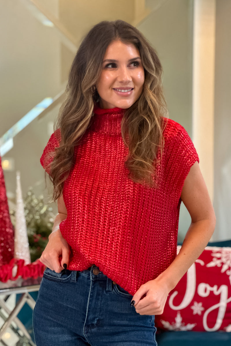 Santa Tell Me Sweater Vest : Red