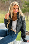 Believe In Miracles Cropped Quilted Puffer Jacket : Black