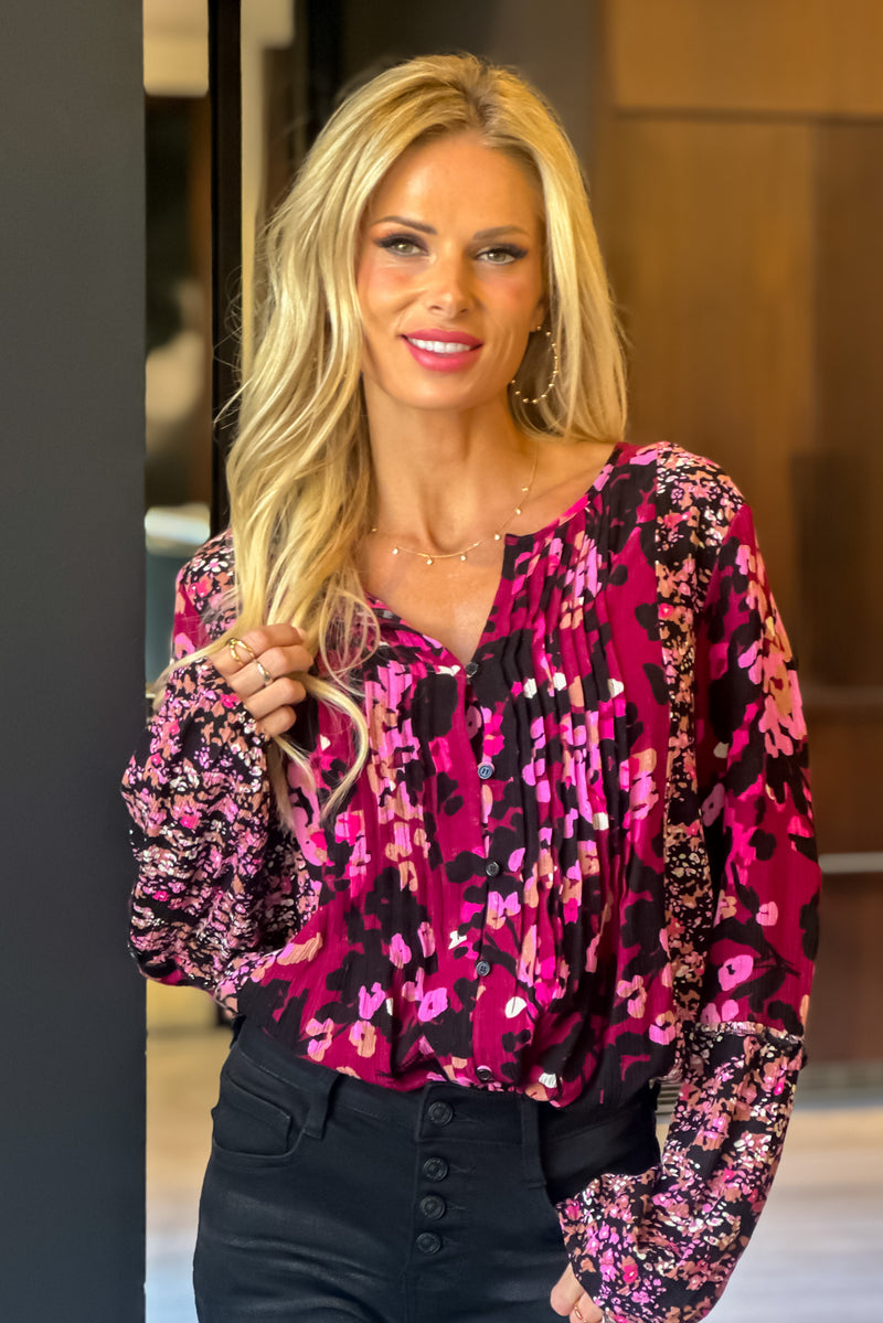 Tribal Cecelia Button Down Blouse : Port Wine
