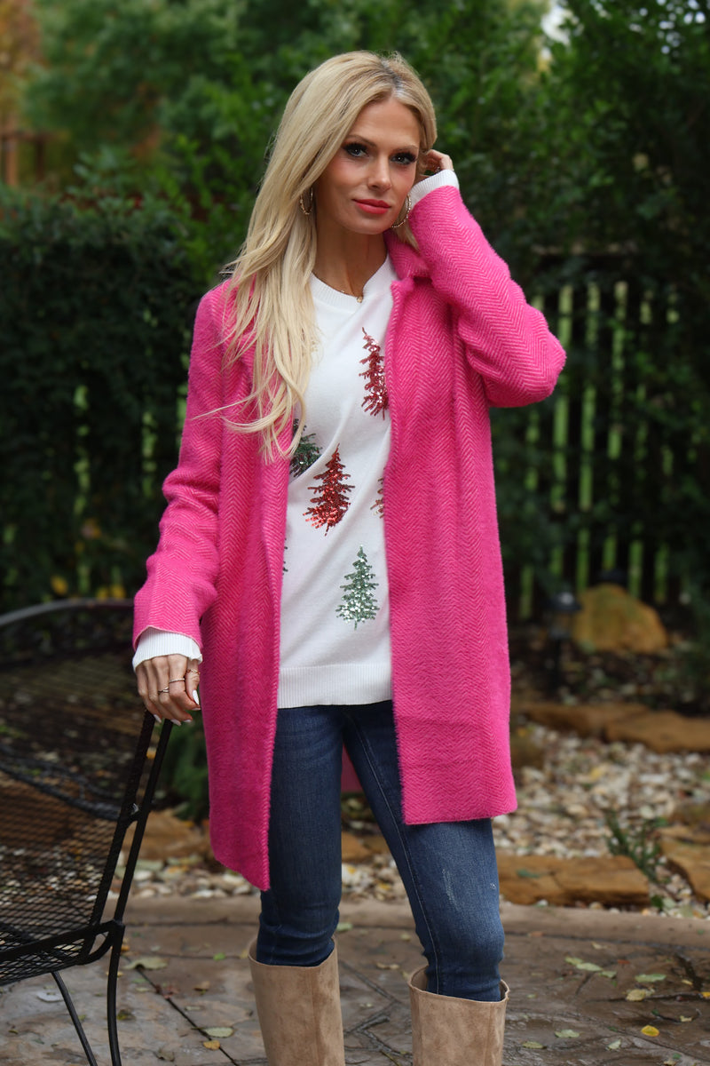 Liverpool Carlene Open Front Sweater Coat : Pink