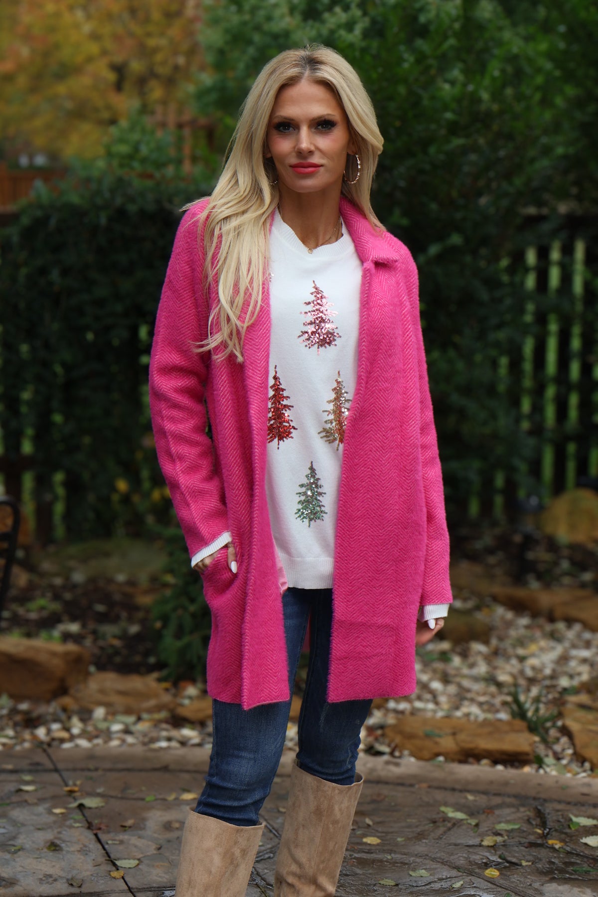 Liverpool Carlene Open Front Sweater Coat : Pink