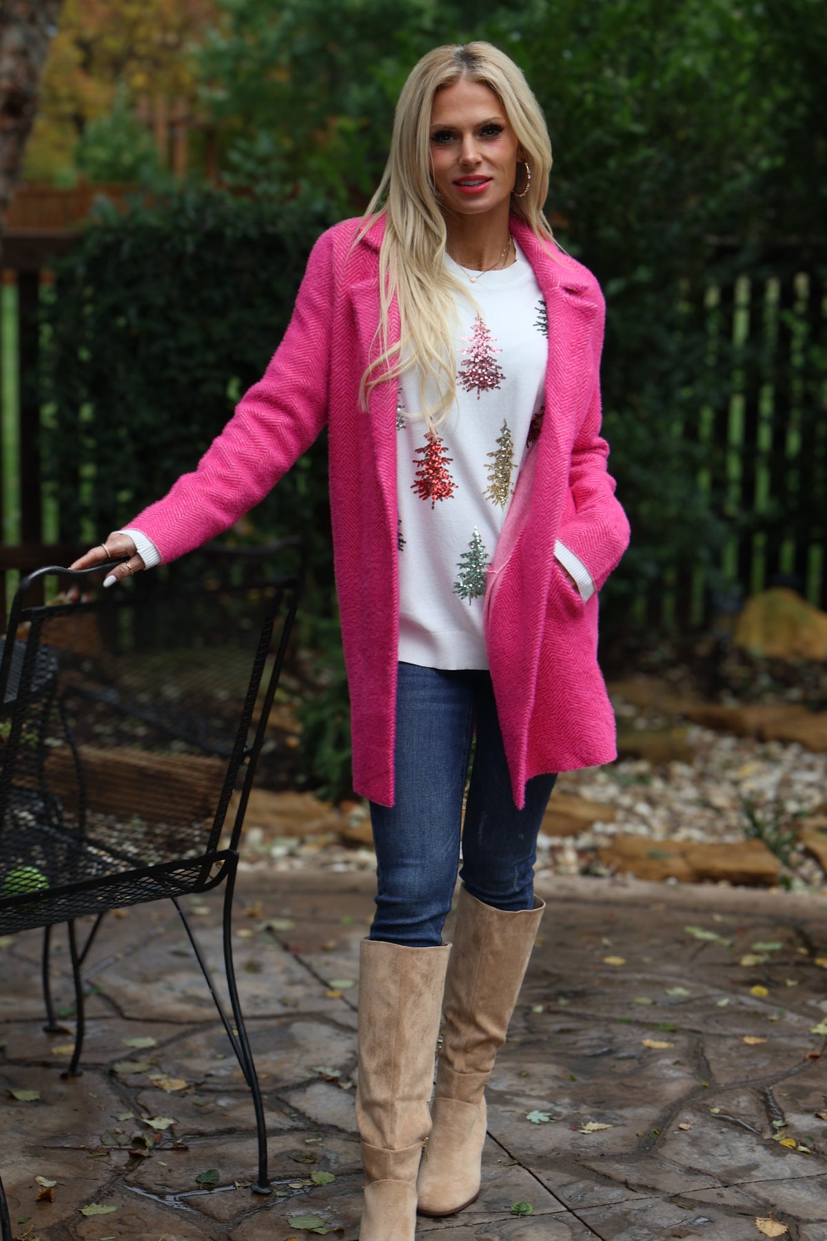 Liverpool Carlene Open Front Sweater Coat : Pink