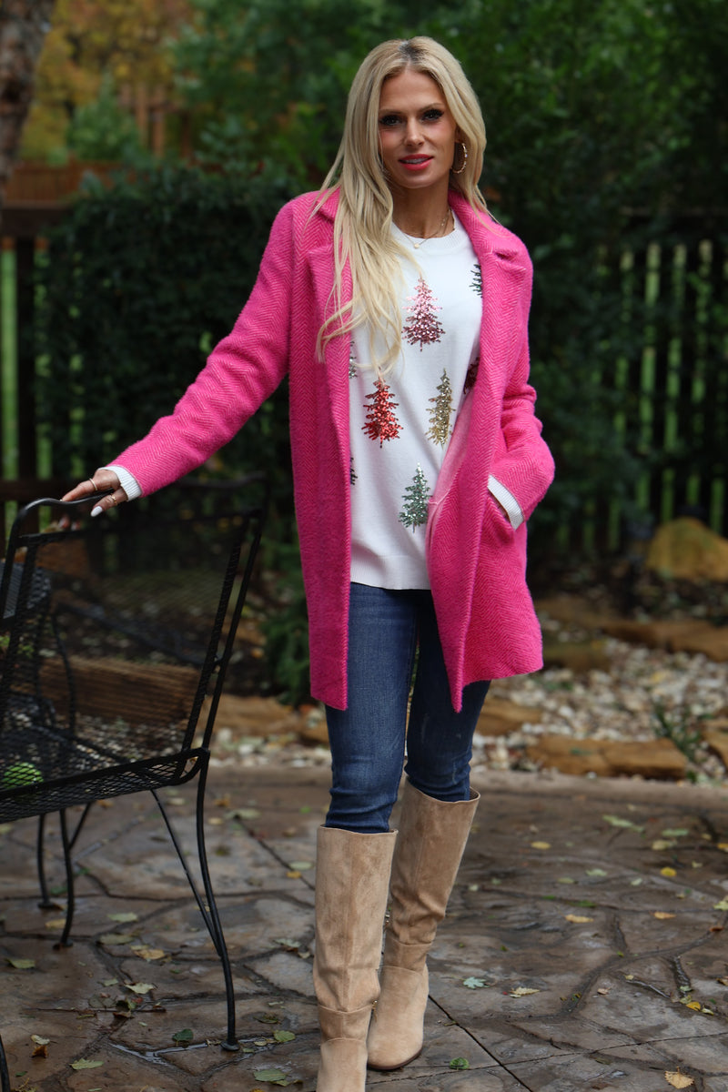 Liverpool Carlene Open Front Sweater Coat : Pink