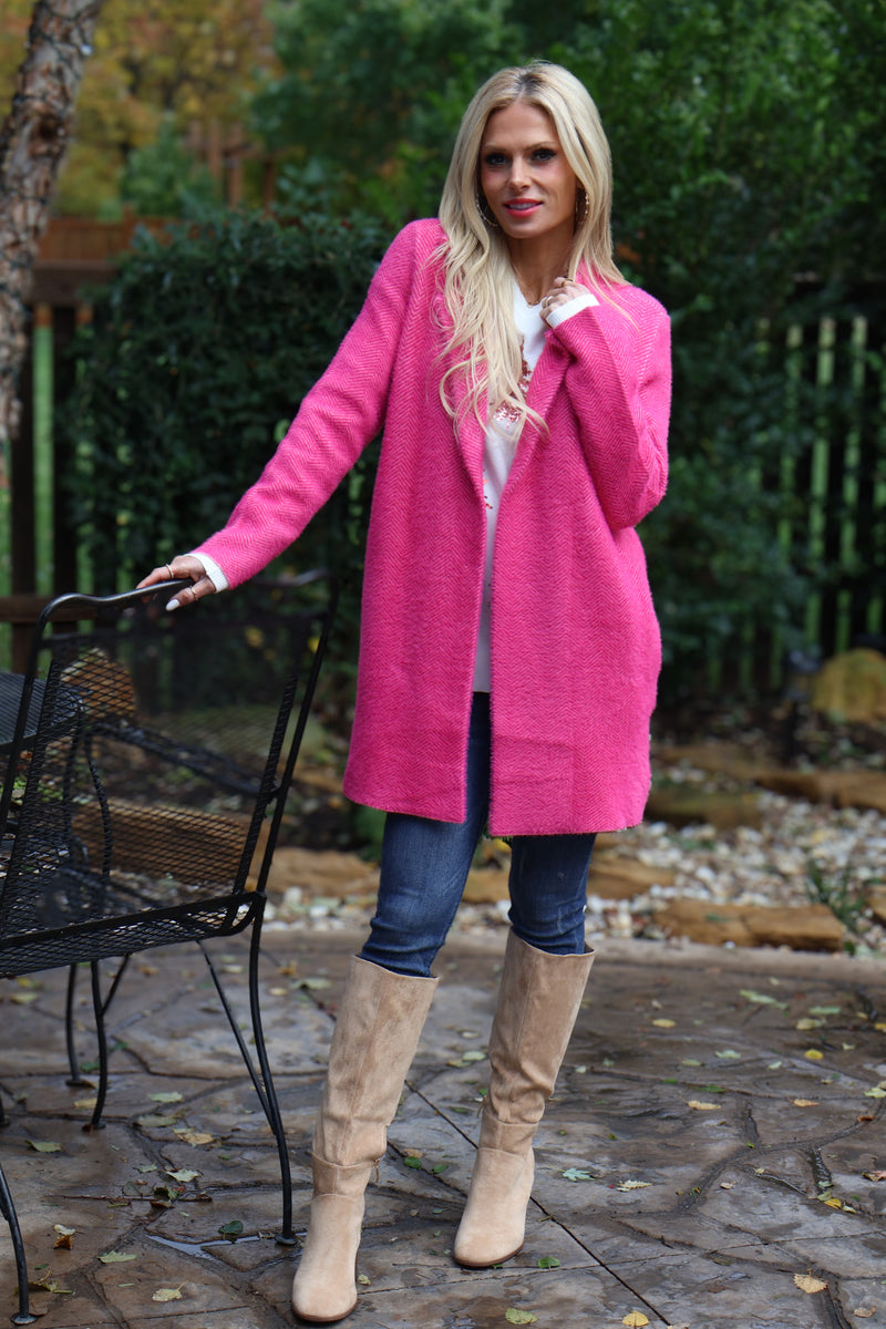 Liverpool Carlene Open Front Sweater Coat : Pink