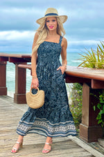 Tribal Drea Lined Sleeveless Dress : Deep Sea