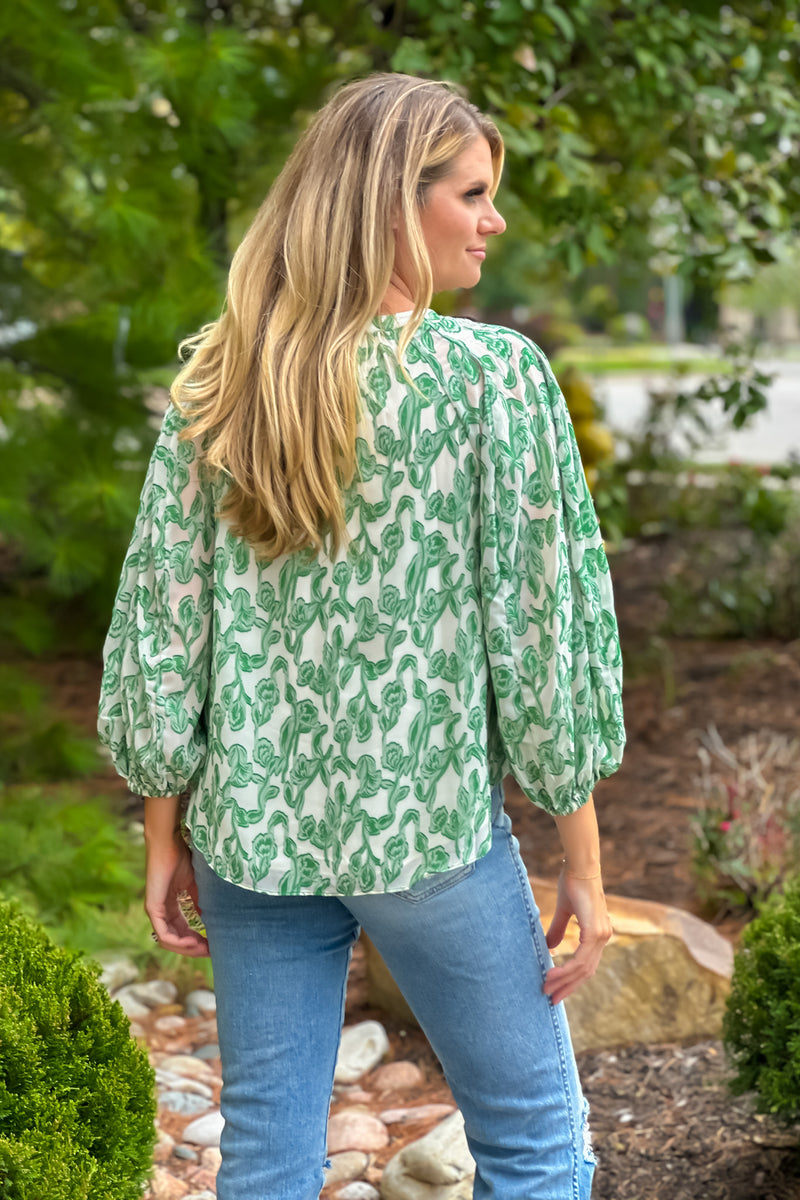Patina 3/4 sleeve Raglan Blouse : Green