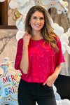 Holiday Parties Sequin Top : Fuchsia