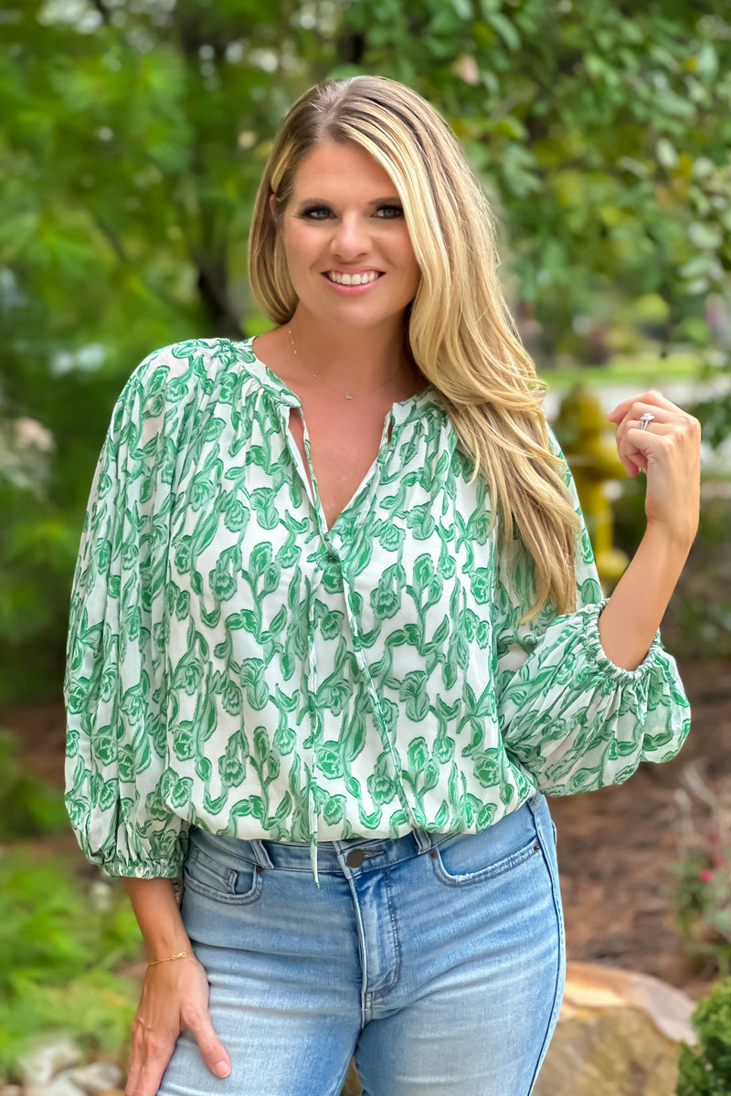 Patina 3/4 sleeve Raglan Blouse : Green