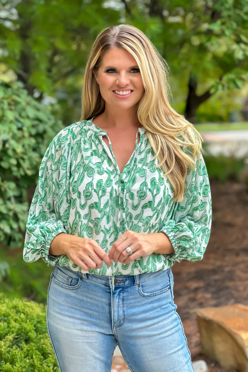 Patina 3/4 sleeve Raglan Blouse : Green