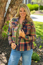 Kyrstin Peplum Fringe Plaid Jacket : Green