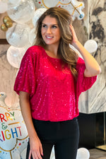 Holiday Parties Sequin Top : Fuchsia